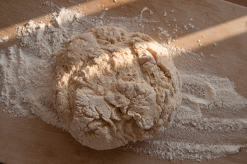 Close-up of a bread dough before baking