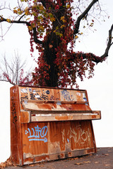 Old piano in the park for everyone to play
