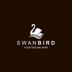 white swan icon isolated on black background