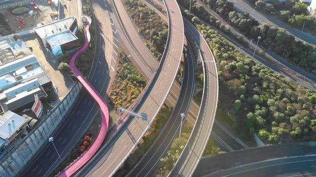Auckland's spaghetti junction devoid of traffic during the Covid-19 outbreak in New Zealand