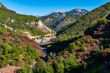 Fototapeta na wymiar Gorges de Daluis or Chocolate canyon in Provence-Alpes, France.