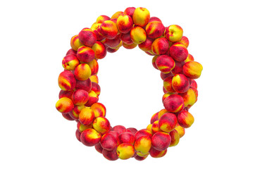 Letter O from nectarines or peaches, 3D rendering