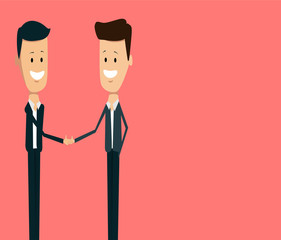 Two vector businessmen shaking hands over a blank background