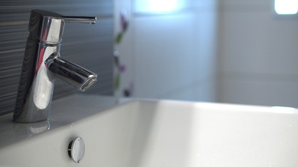 Coronavirus infection prevention. Photo of a clean sink in a bathroom