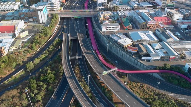 Auckland's spaghetti junction devoid of traffic during the Covid-19 outbreak in New Zealand