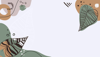 Abstract floral art vector leaves background. Hand draw leaves