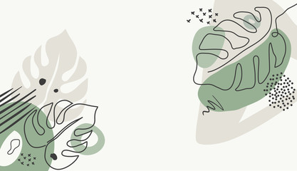 Abstract floral art vector leaves background. Hand draw leaves