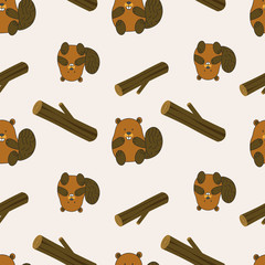 Seamless pattern with beaver.
