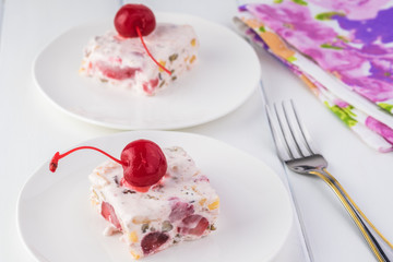 Homemade frozen fruit salad.