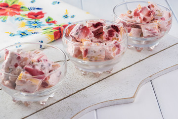 Homemade frozen fruit salad.