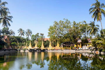 Fototapeta na wymiar An ancient Khmer temple in Tri Ton