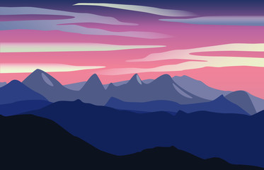 Sunset in the mountains landscape.