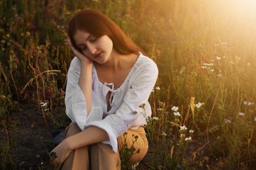 young woman in white shirt