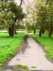 Trinyciai Park Path and Pond in September