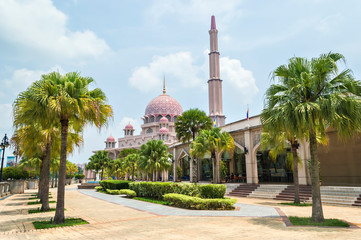 PUTRAJAYA, MALAYSIA - MARCH  29: Putra Mosque facade on March 29, 2013 in Putrajaya, Malaysia. Putra Mosque was constructed late twentieth century and the principal mosque of Putrajaya.