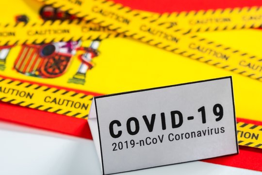 Spain Flag virus 2019-ncov outbreak covid-19, epidemic concept.