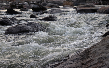 Water flowing over rocks