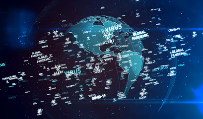 Covid-19 virus global pandemic alert vortex background