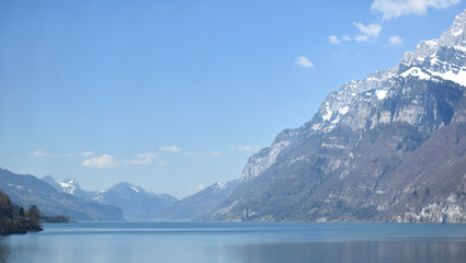 Swiss Alps in Switzerland with water.