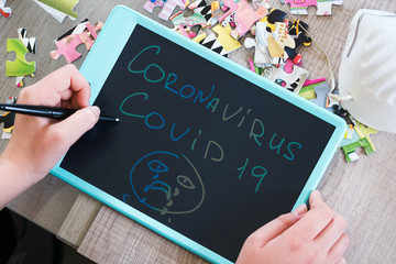 Inscription on the board coronavirus