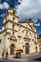 Naklejka premium Facade of the Candelaria church in Bogota, Colombia - South America