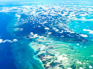 aerial from from a jet, cockpit view, Bahamas, Caribbean Island, Nassau