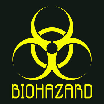 Biohazard danger sign vector icon isolated on white background. Black and yellow