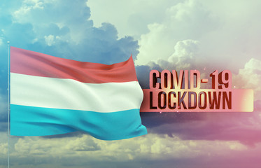 Coronavirus outbreak and coronaviruses influenza lockdown concept with flag of Luxembourg. Pandemic...