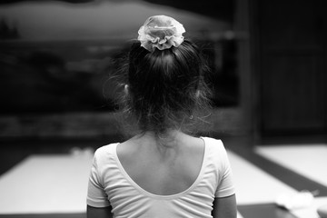 Little head of little ballerina from the back