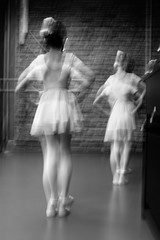 Black and white background with little dancers