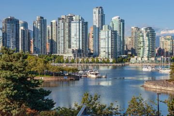 Vancouver BC south waterfront skyline.