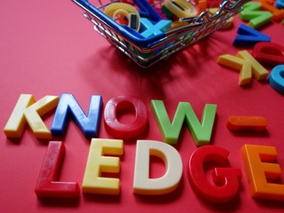 layout of colored letters on the topic of knowledge and education