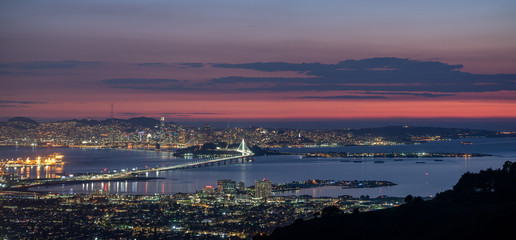 Sunset over the entire San Francisco Bay