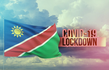 Coronavirus outbreak and coronaviruses influenza lockdown concept with flag of Namibia. Pandemic 3D illustration.