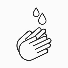 Wash hands line icon, outline vector sign, linear style pictogram isolated on white. Hygiene symbol, logo illustration. Editable stroke. Pixel perfect