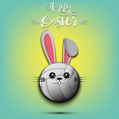 Happy Easter. Volleyball ball made in the form of a rabbit