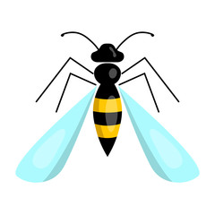  illustration of an insect. Diagram with labeled parts of a wasp.