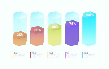 Colorful 3D Hexagon Bars Infographic