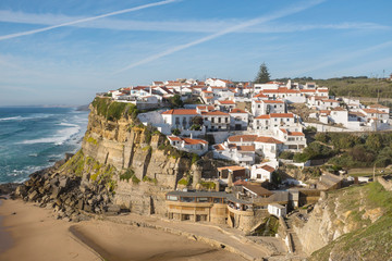 Fototapeta na wymiar Small Portuguese Seaside Town Azenhas Do Mar During Low Tide