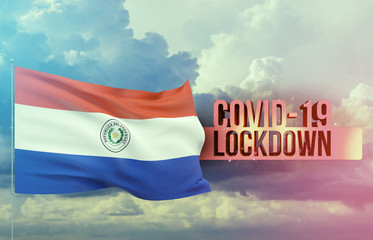 Coronavirus outbreak and coronaviruses influenza lockdown concept with flag of Paraguay. Pandemic...