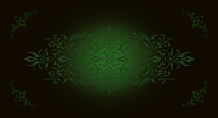 Jugendstil floral Ornament grün auf Hintergrund dunkel  Mitte hell Wand antik altes Papier Vorlage Layout Design Template Geschenk zeitlos schön alt barock edel rokoko elegant background weihnachten
