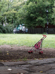 Abandoned stroller in a park