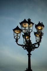 Fototapeta na wymiar Night Streetlight Background. Street night lamp