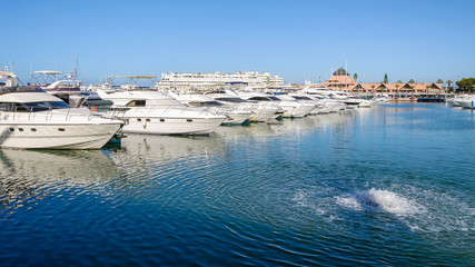 Luxury yachts in the port of Vilamoura in Portugal