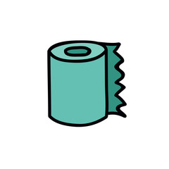 toilet paper doodle icon, vector illustration
