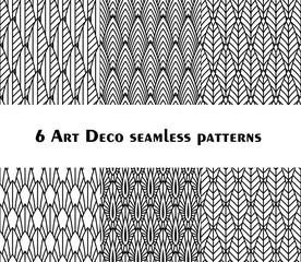 Set of 6 fish scale art deco style patterns. Retro style ornaments suitable for textile, wrapping paper, tiles and backgrounds.