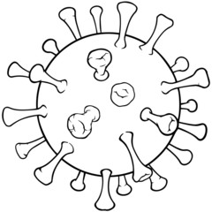 Vector line art drawing of a coronavirus (covid-19)