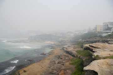 Tamarama covered in bushfire smoke, Sydney Australia