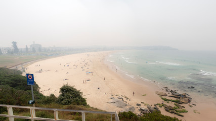 Bondi Beach covered in bushfire smoke, Sydney Australia