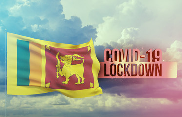 Coronavirus outbreak and coronaviruses influenza lockdown concept with flag of Sri Lanka. Pandemic...